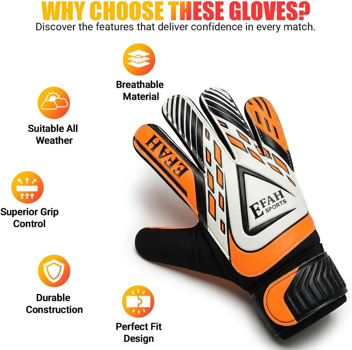 Soccer Goalie Goalkeeper Gloves for Kids Boys Youth with Grips