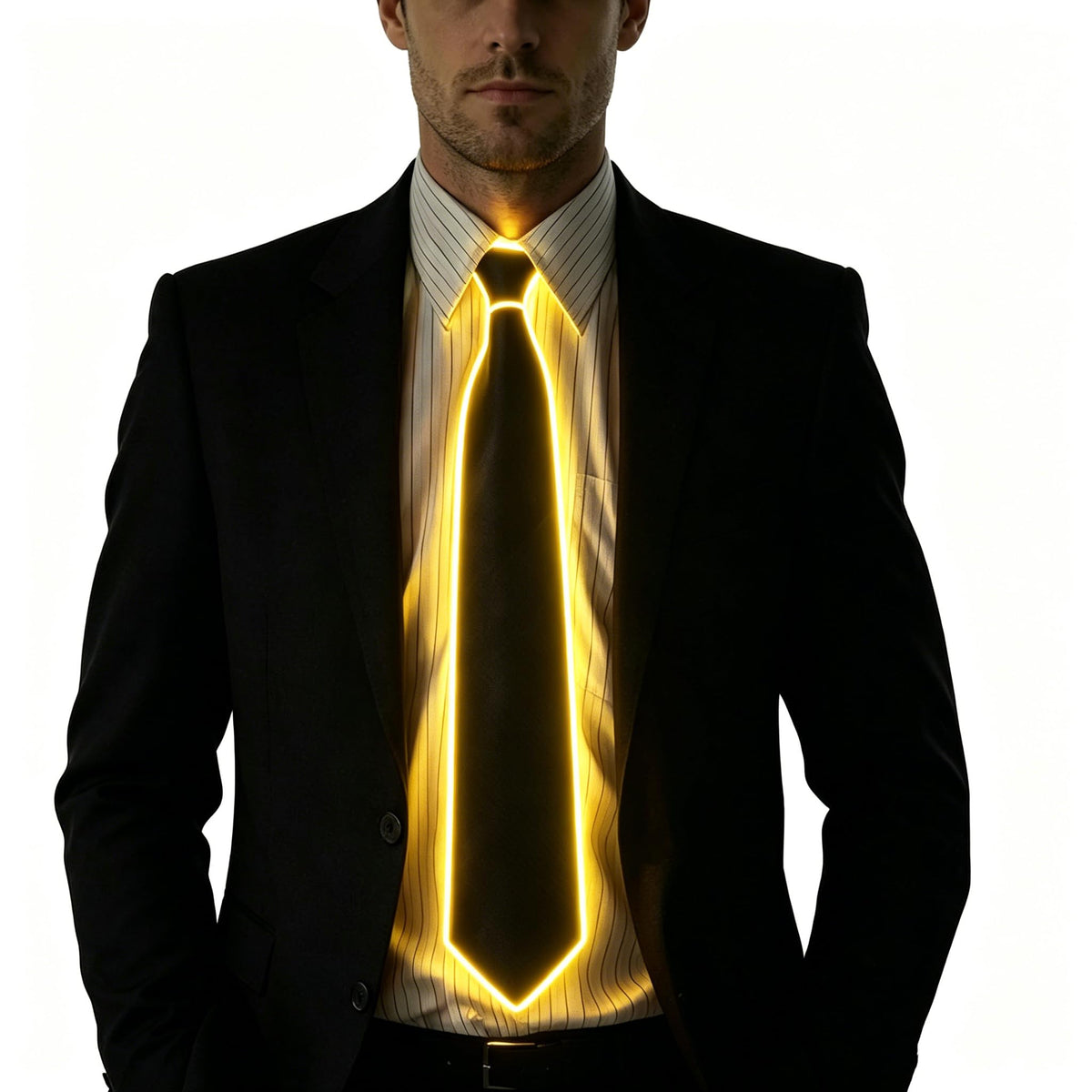 TINAYAUE Light Up Tie, LED Neon Glowing Necktie Bow Ties for Men Women Glow in The Dark Halloween Party Festival Rave Costume