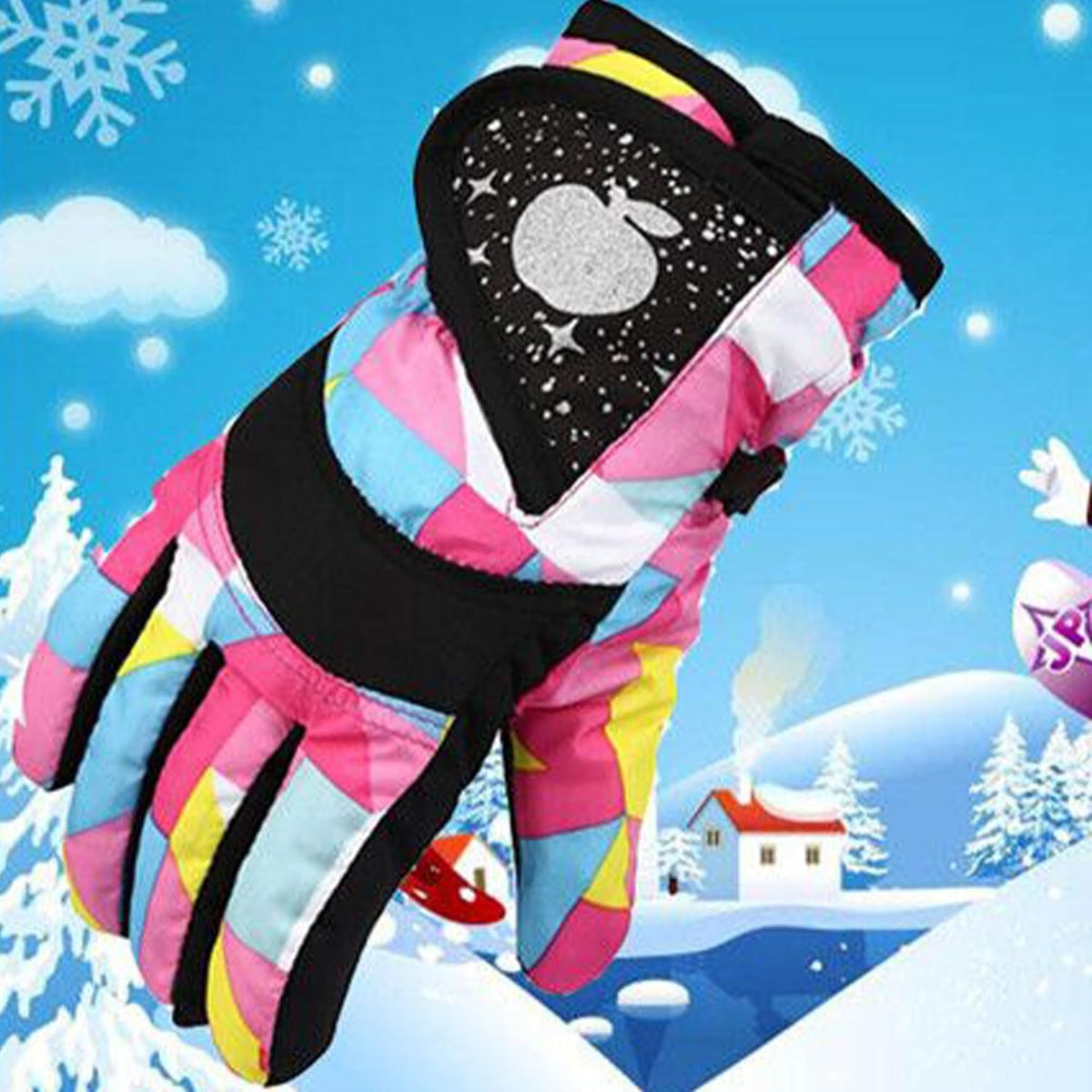 Kids Winter Ski Snow Gloves, Waterproof Snowboard Gloves Boys Girls 5-10