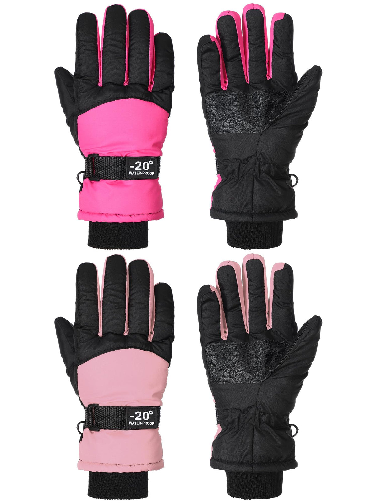 SATINIOR 2 Pair Kids Waterproof Winter Gloves