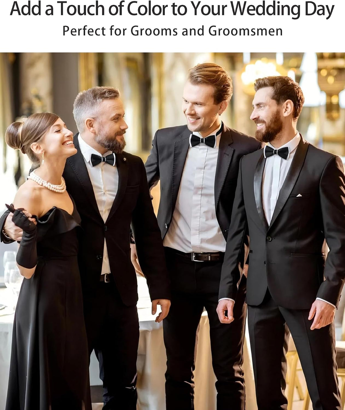 AWAYTR Bow Ties for Men - Pre-Tied Adjustable Tuxedo Style for Wedding