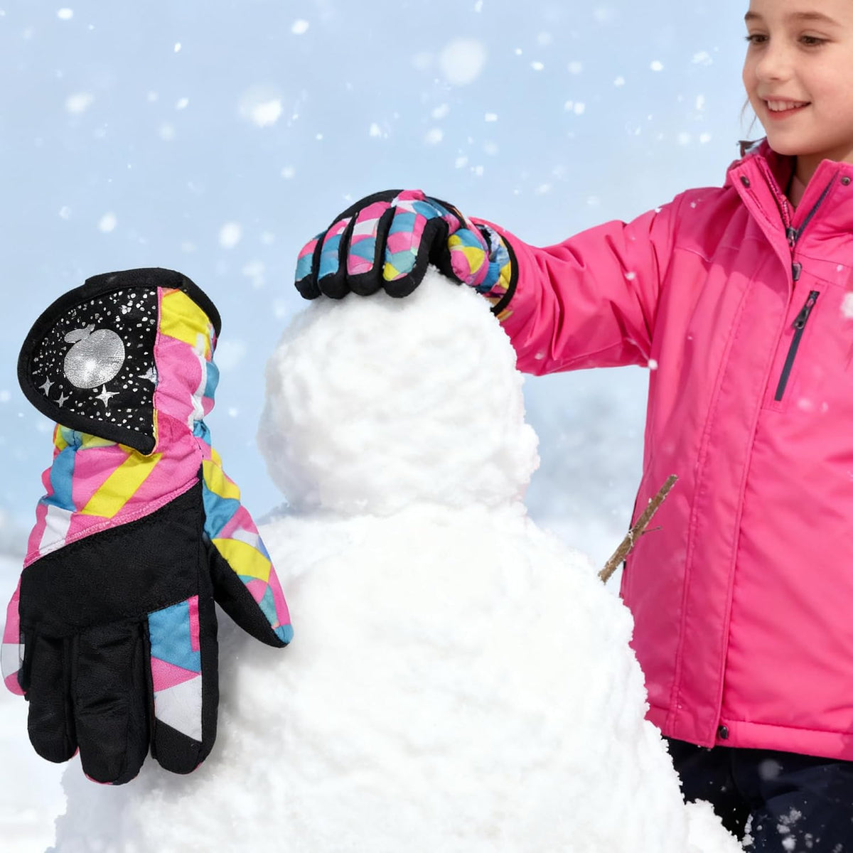 Kids Winter Ski Snow Gloves, Waterproof Snowboard Gloves Boys Girls 5-10