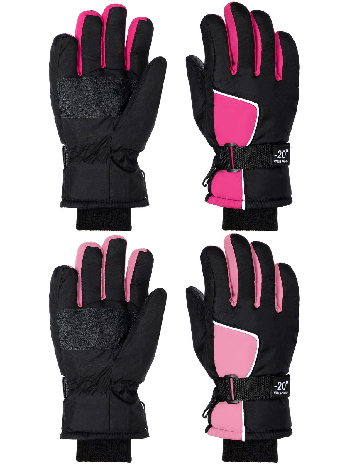 SATINIOR 2 Pair Kids Waterproof Winter Gloves