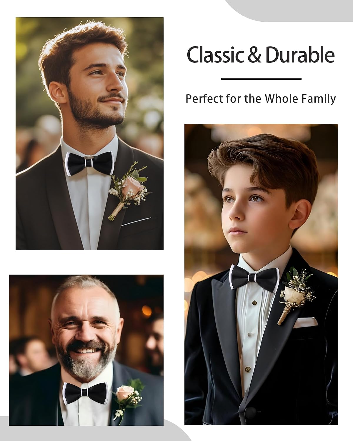 AWAYTR Bow Ties for Men - Pre-Tied Adjustable Tuxedo Style for Wedding