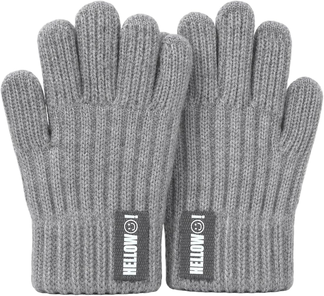 Kids Winter-Knit-Gloves Boys-Girls Warm-Cable Cold-Weather-Gloves
