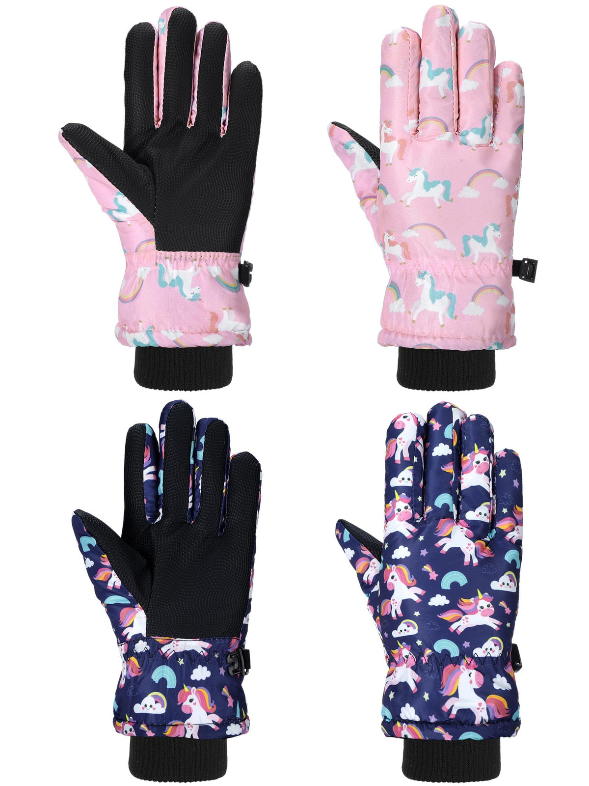 Honoson 2 Pairs Kids Waterproof Winter Snow Gloves