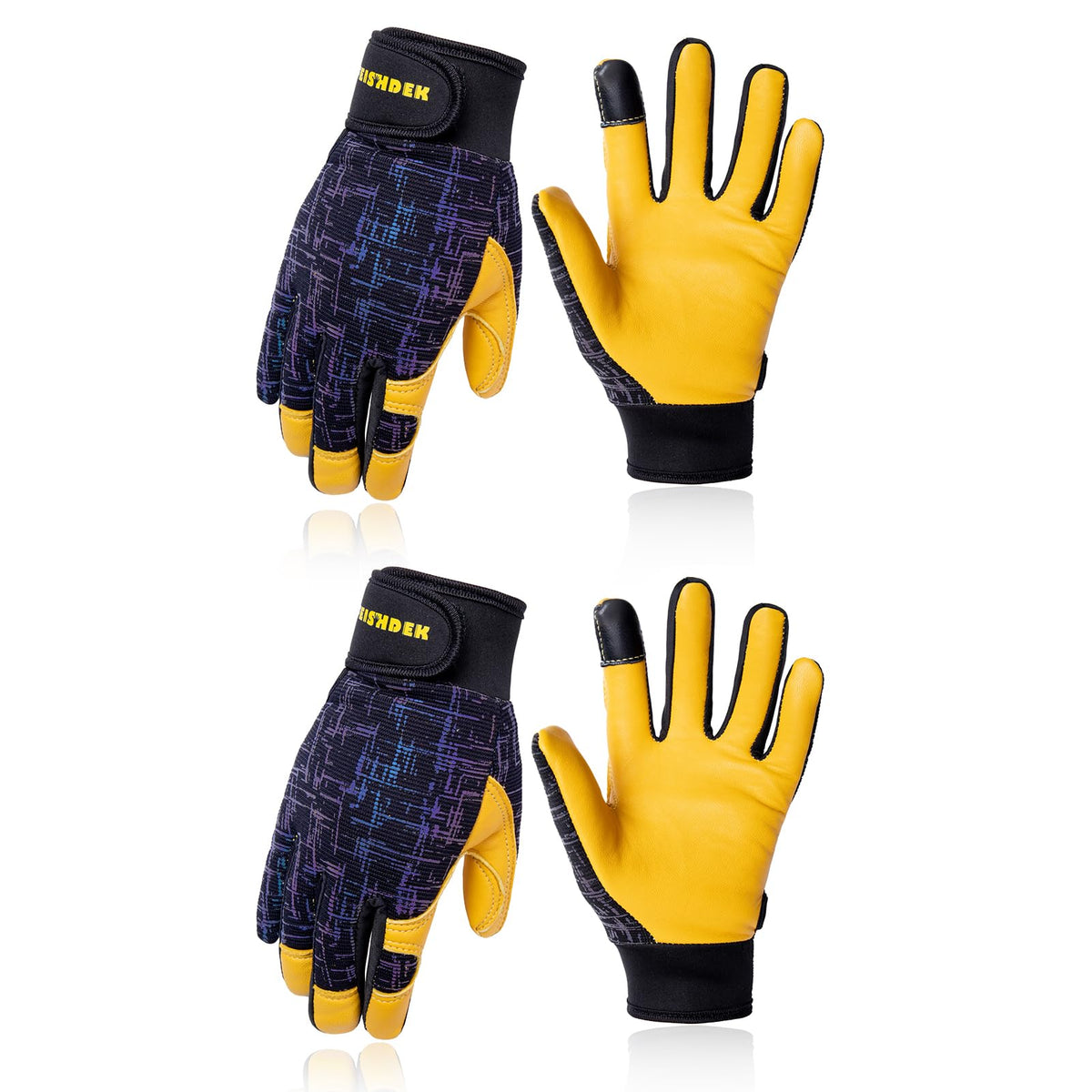Kids Genuine Leather Work Gloves Age 2-12, Touchscreen, Reflective