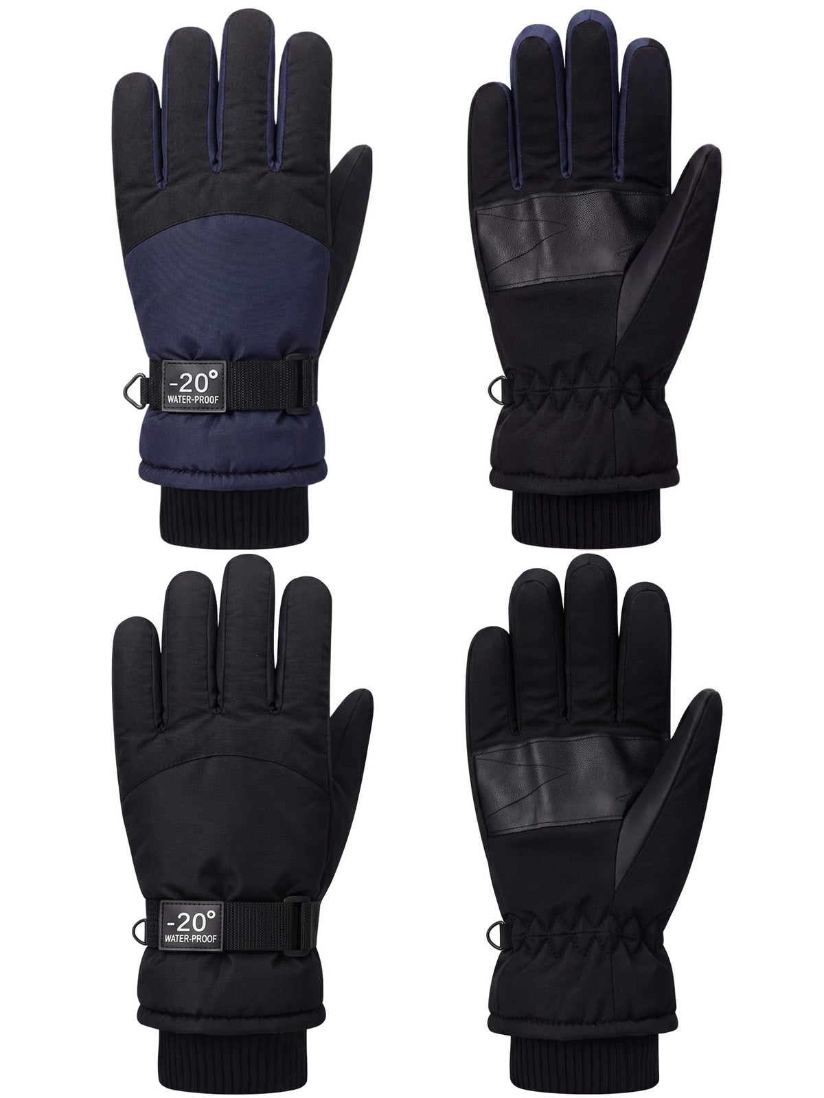 SATINIOR 2 Pair Kids Waterproof Winter Gloves