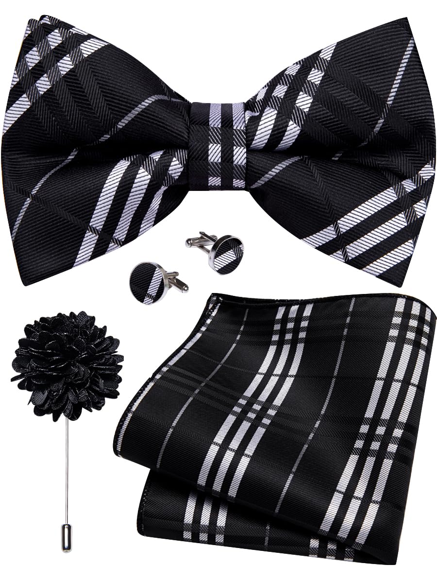 YourTies Silk Bow Ties for Men Pre-Tied Adjustable Paisley Bowtie Set