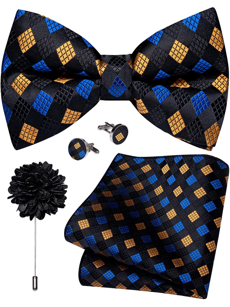 YourTies Silk Bow Ties for Men Pre-Tied Adjustable Paisley Bowtie Set