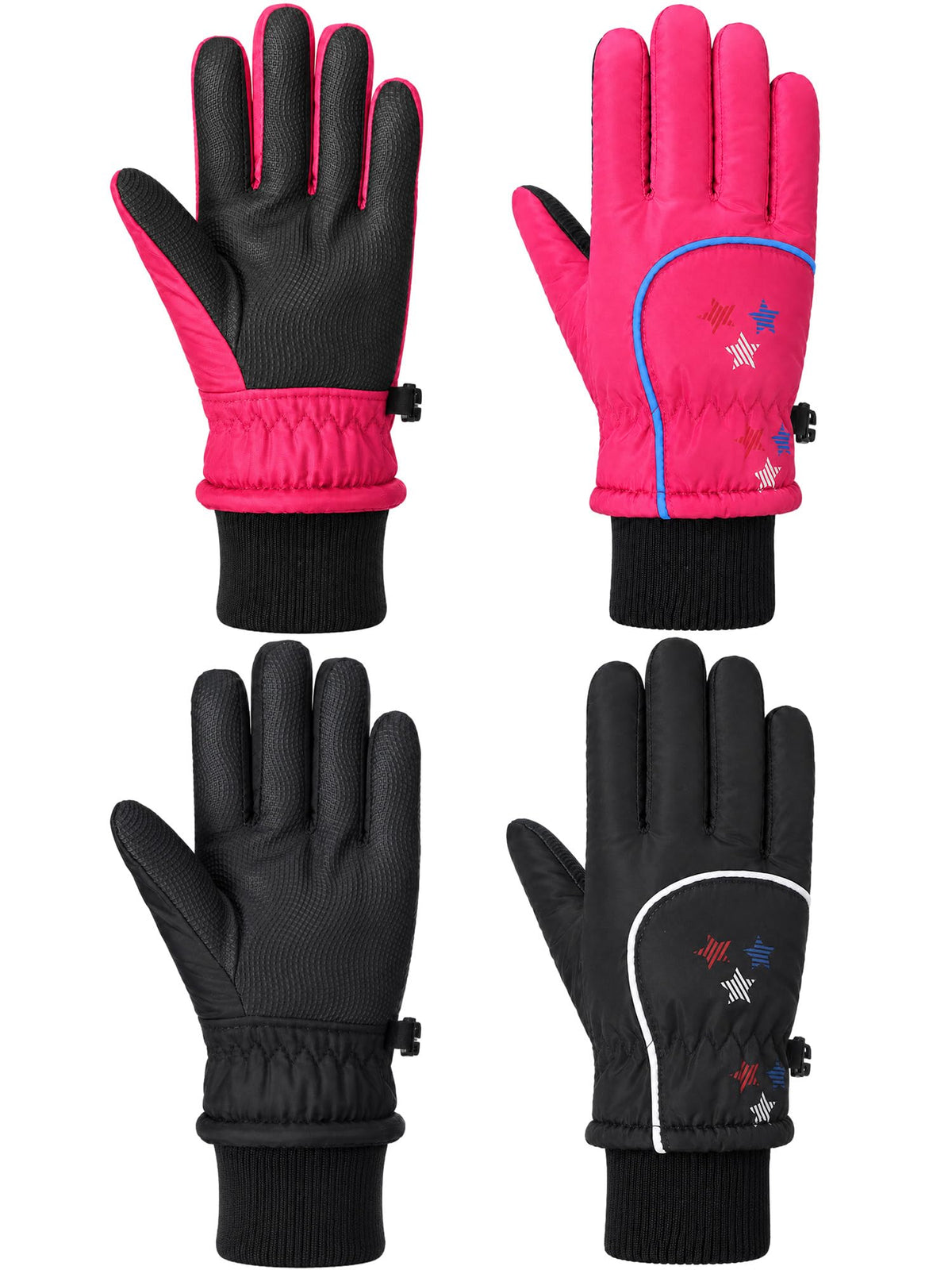 Hicarer 2 Pairs Kids Waterproof Winter Snow Gloves