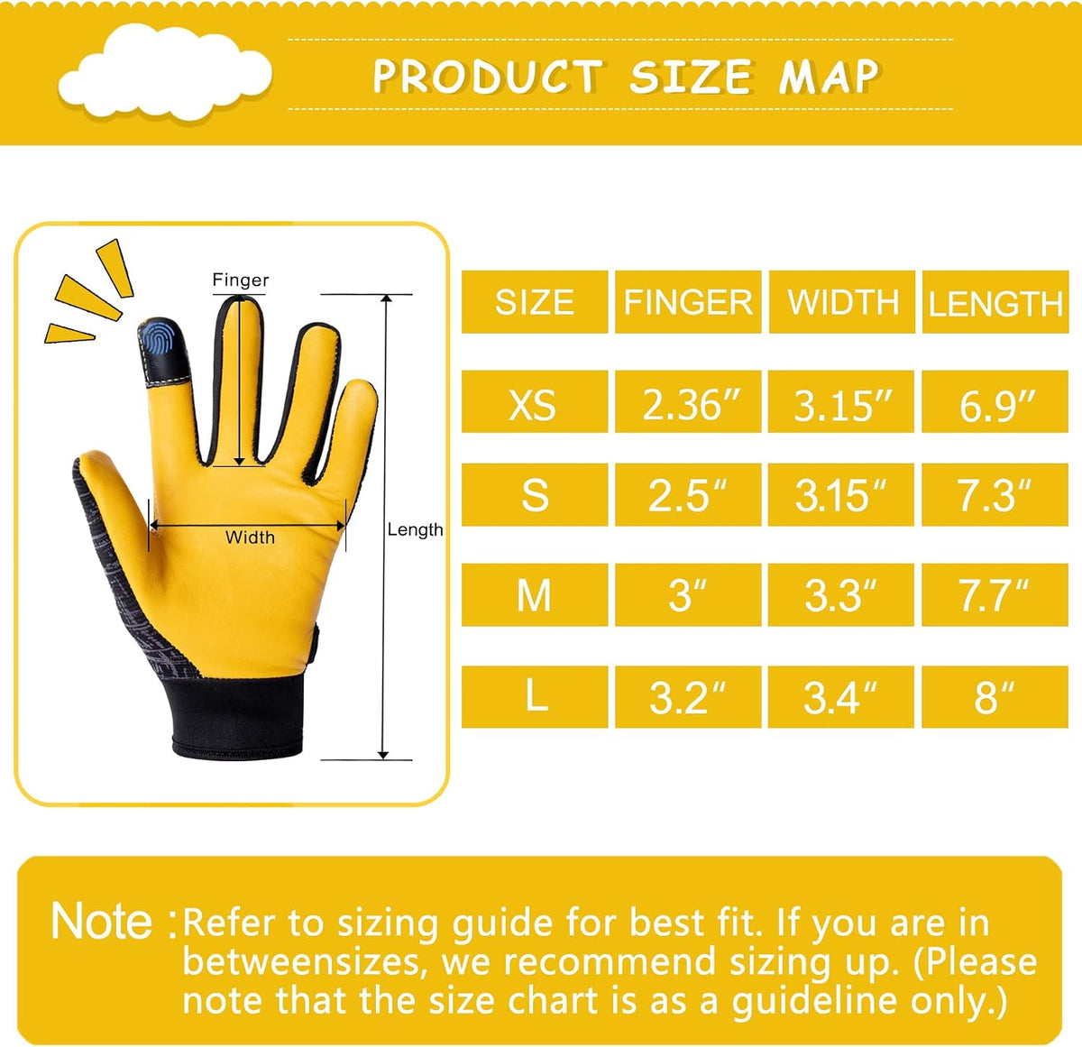 Kids Genuine Leather Work Gloves Age 2-12, Touchscreen, Reflective