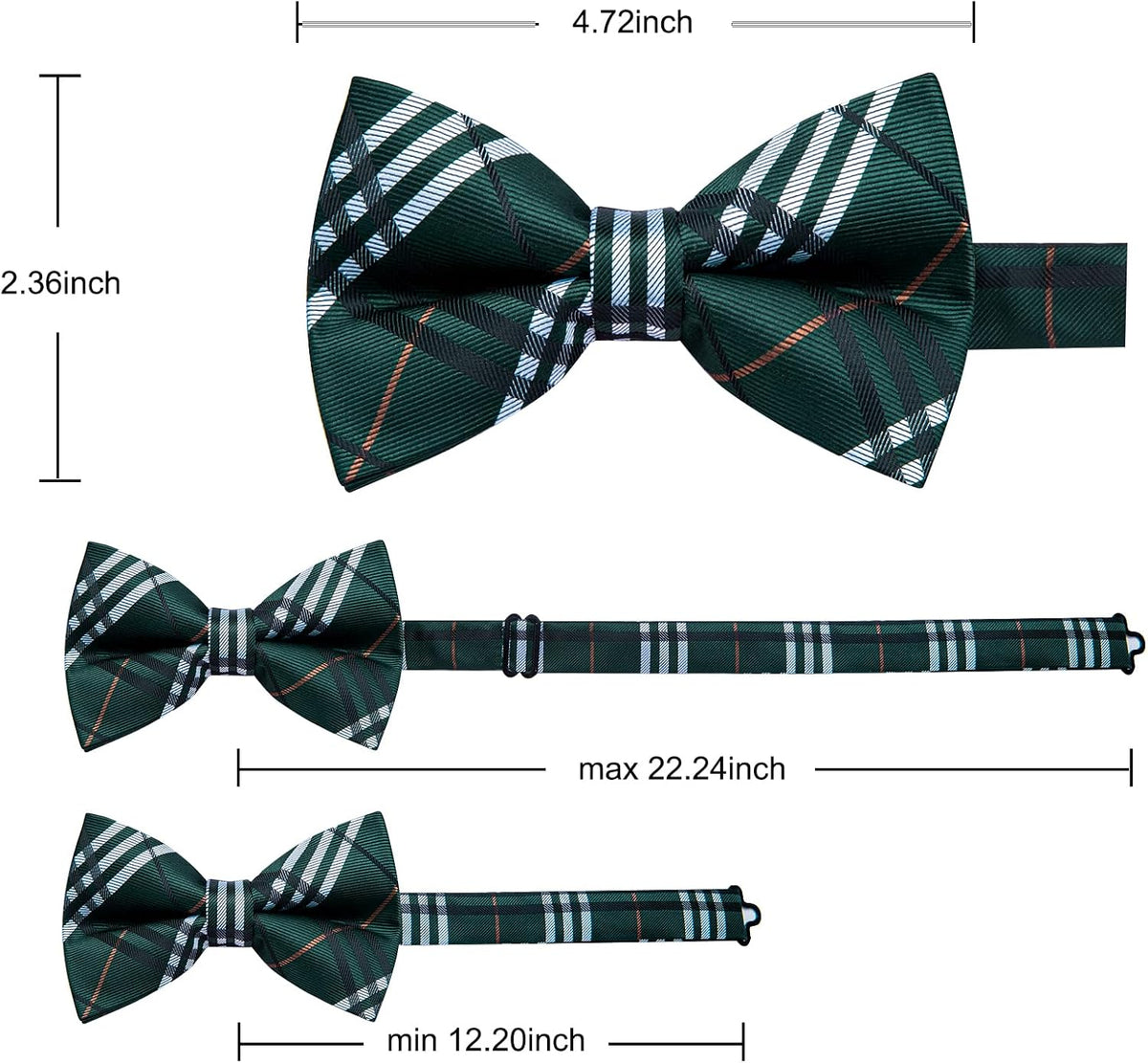 YourTies Silk Bow Ties for Men Pre-Tied Adjustable Paisley Bowtie Set
