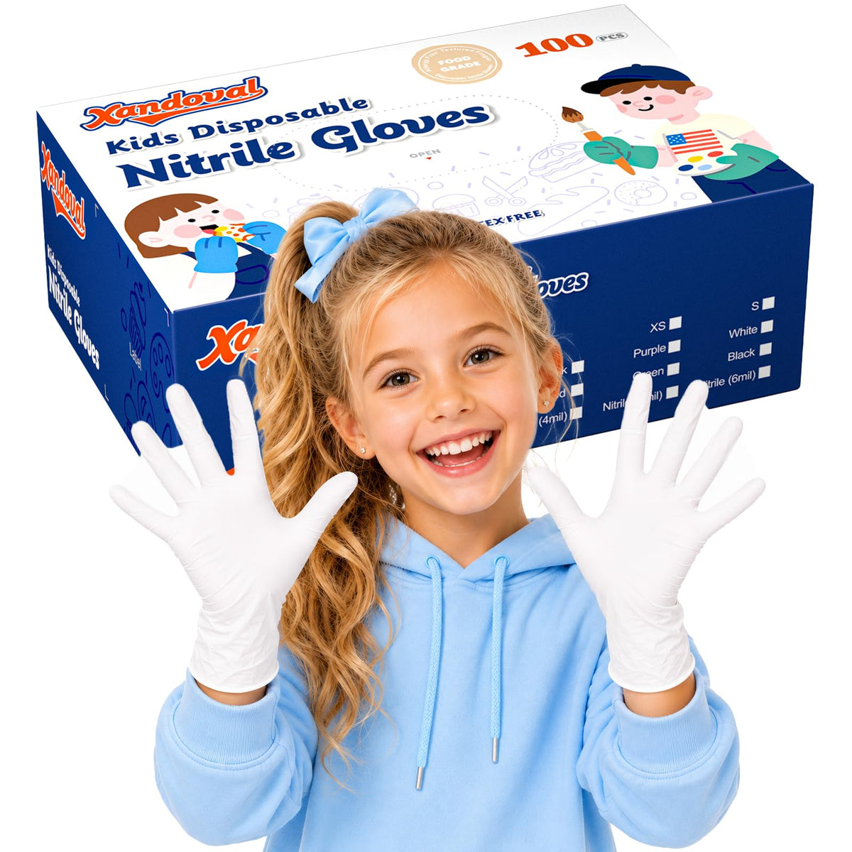 Kids Disposable Gloves, 5-Mil Safe Black Nitrile, Small, 50Ct