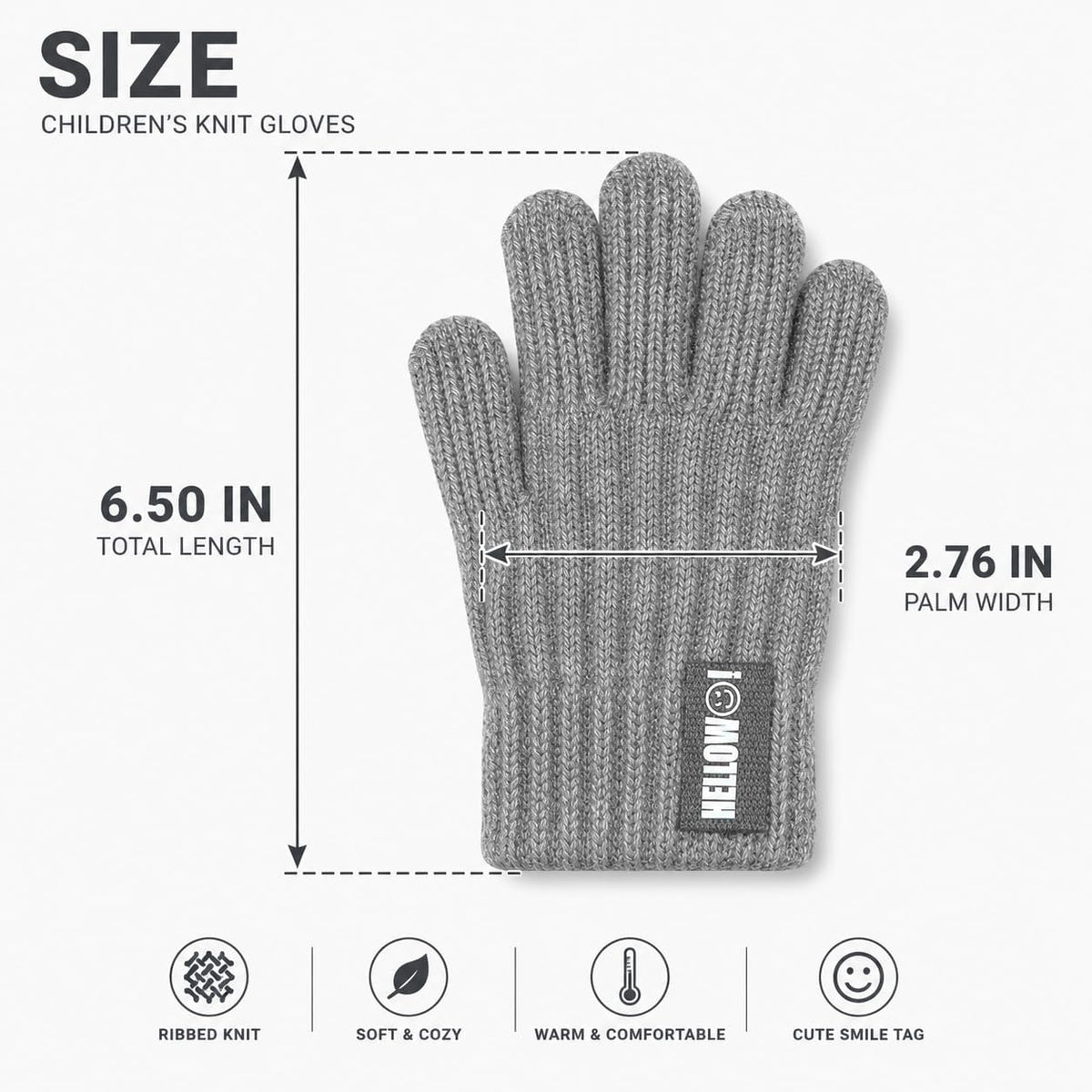Kids Winter-Knit-Gloves Boys-Girls Warm-Cable Cold-Weather-Gloves