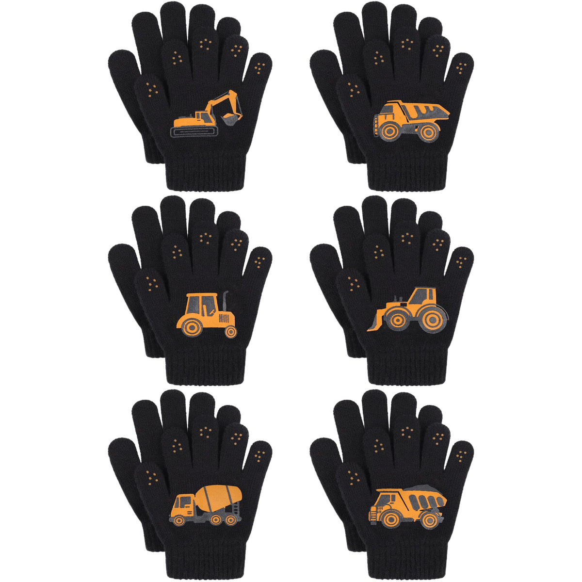 Cooraby 6 Pairs Kids Magic Gloves Warm Winter Toddler Gloves for Boys Girls