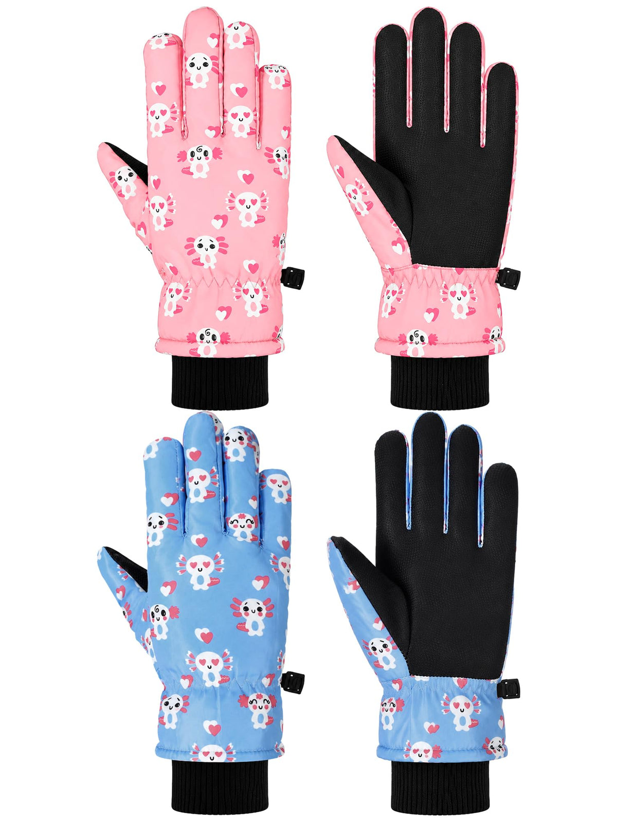 Honoson 2 Pairs Kids Waterproof Winter Snow Gloves