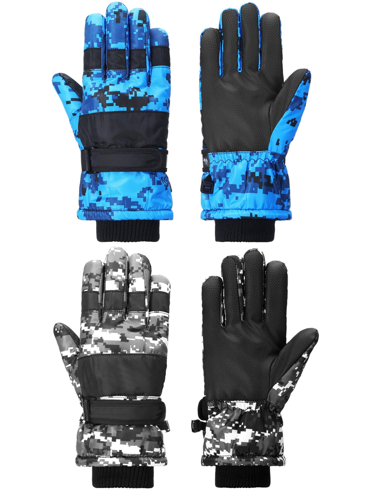 SATINIOR 2 Pair Kids Waterproof Winter Gloves