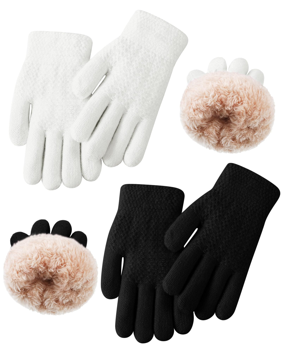 Chuarry 2 Pairs Kids Fleece Lined Gloves