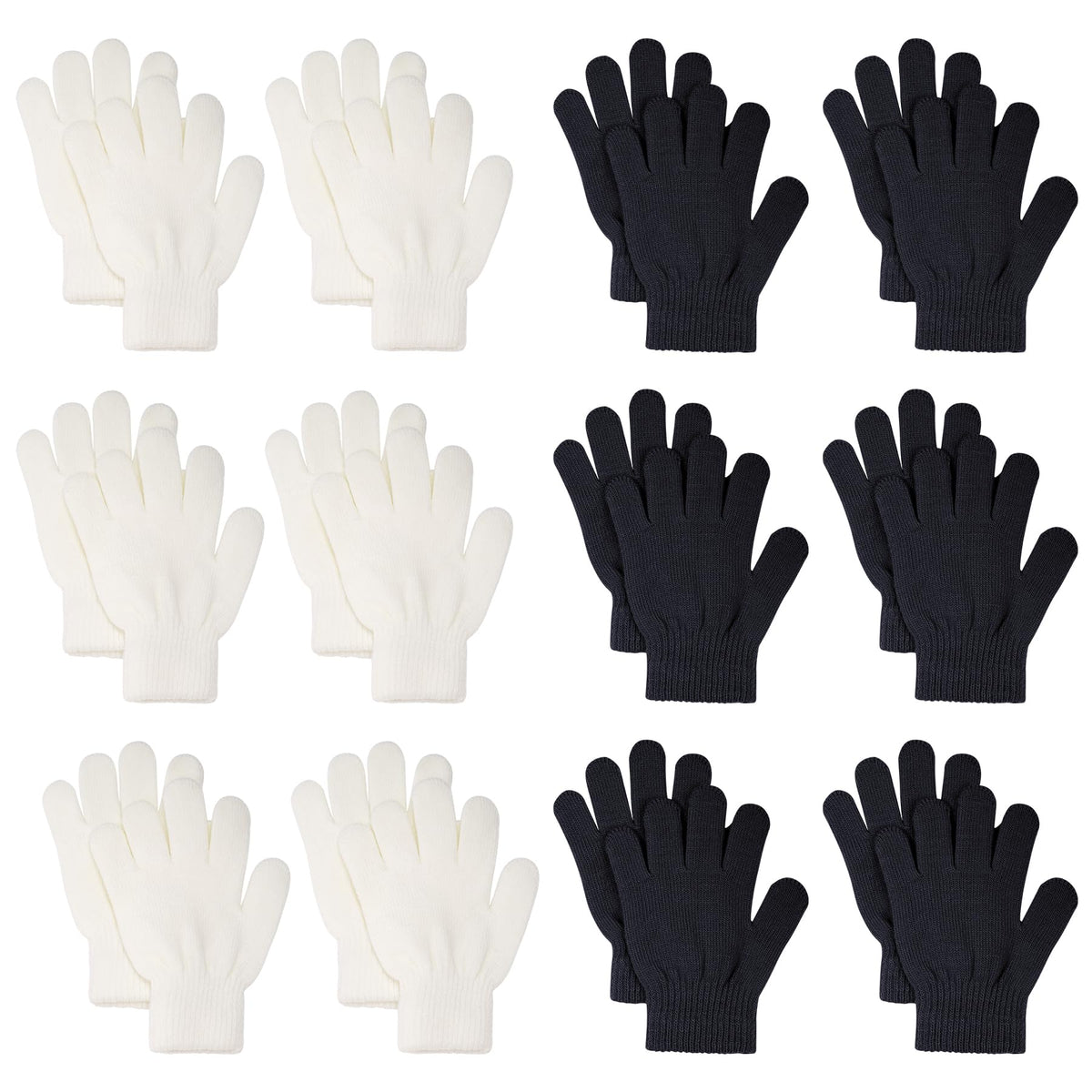 jiebor 12 Pairs Kids Warm Winter Knit Gloves for Boys Girls Children