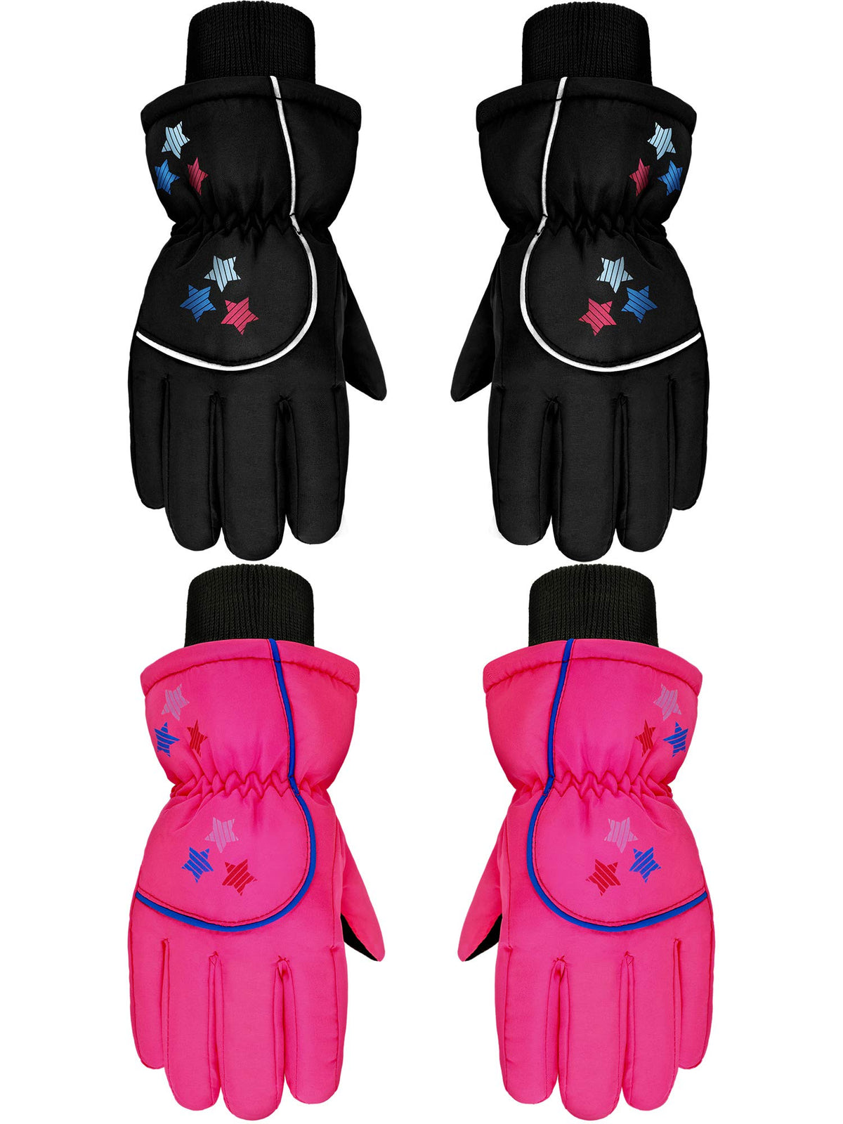 Hicarer 2 Pairs Kids Waterproof Winter Snow Gloves