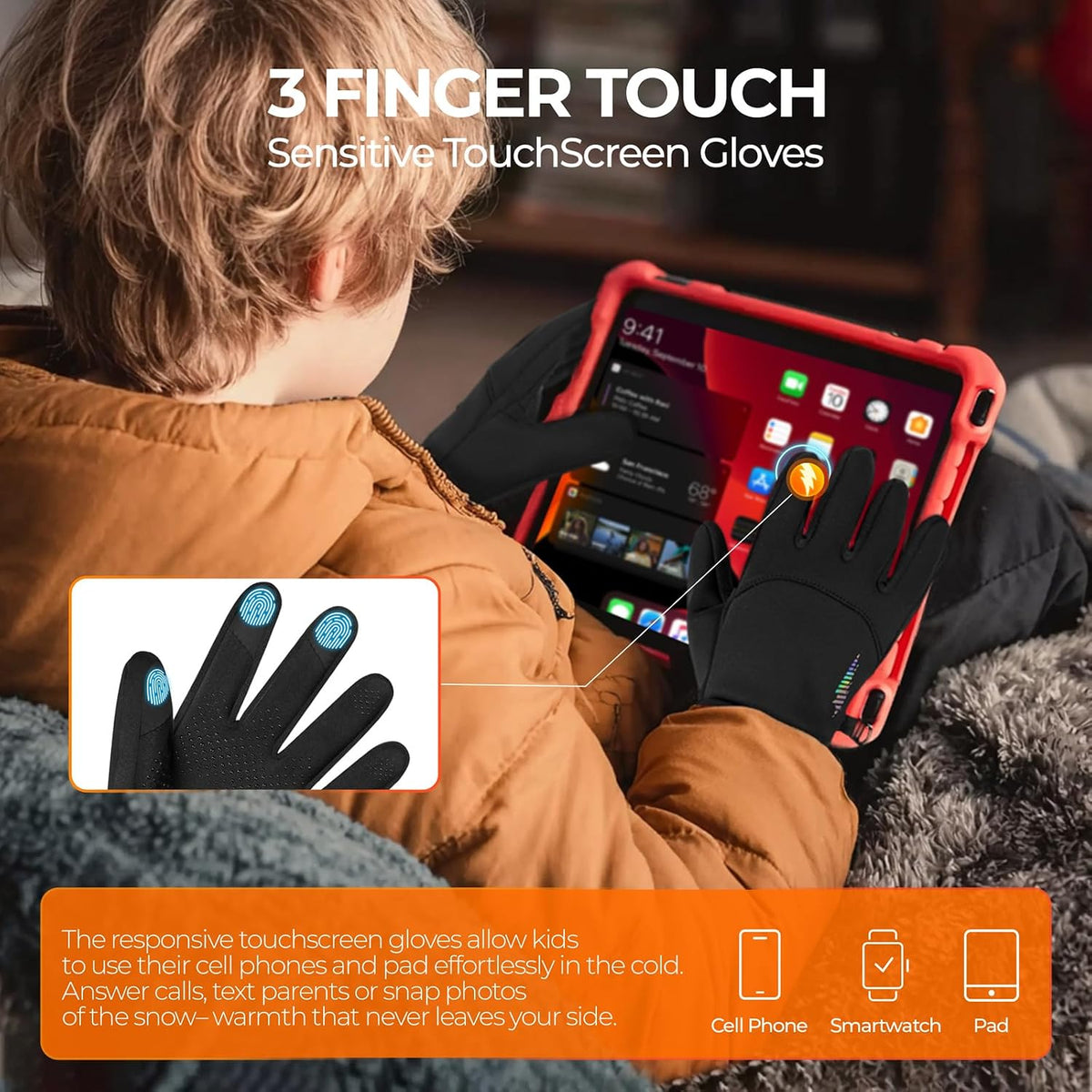 rivmount Kids Warm Winter Gloves Touchscreen Cycling Running Cold Weather