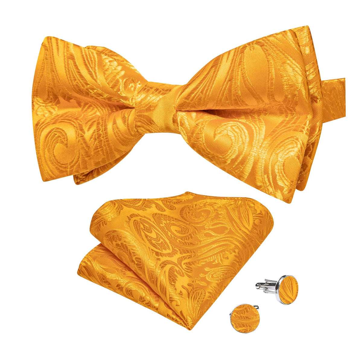 DiBanGu Silk Paisley Bow Tie for Men Formal Pre-tied Bowtie Set