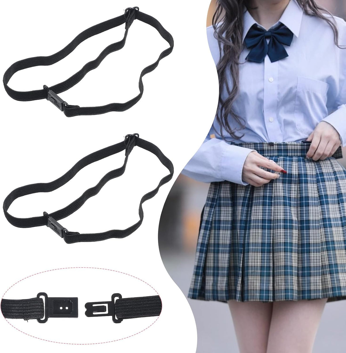 10 Pcs Bow Ties Elastic Straps with Clips, Adjustable Bow Tie Holder Elastic Band