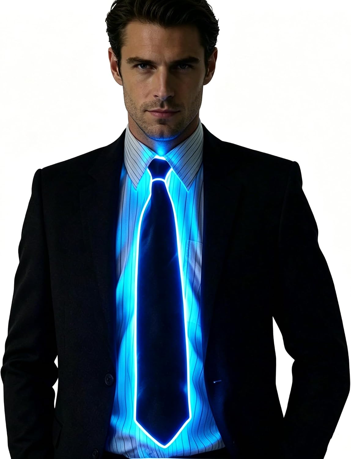 TINAYAUE Light Up Tie, LED Neon Glowing Necktie Bow Ties for Men Women Glow in The Dark Halloween Party Festival Rave Costume