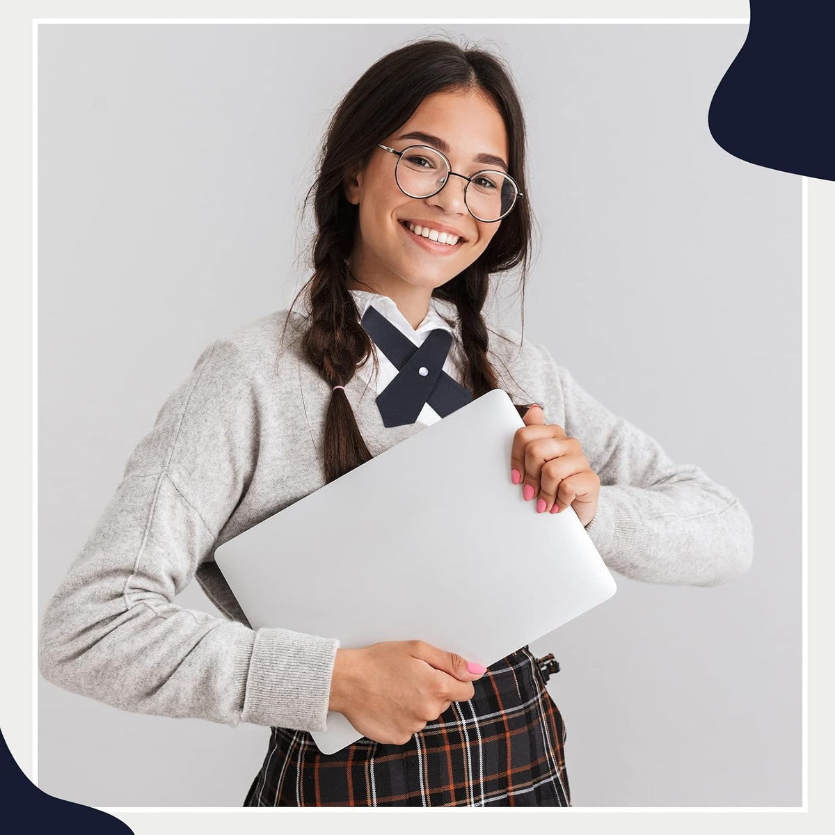 Tarpop 3 Pcs Girls Uniform Cross Tie Adjustable Navy Blue for School