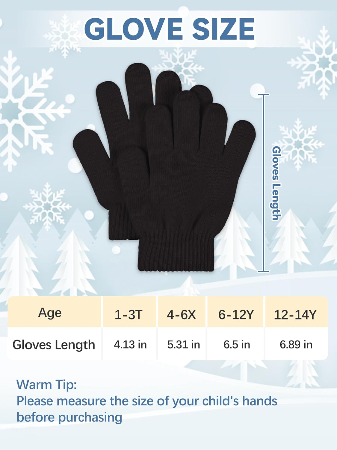 Glooarm 12 Pairs Kids Gloves Winter Toddler Full Finger Knit Gloves Bulk