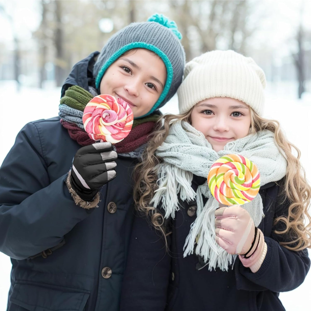 Kids Winter Snow Ski Gloves for Boys Girls Children Snowboard Waterproof Thermal Fleece Gloves for Cold Weather
