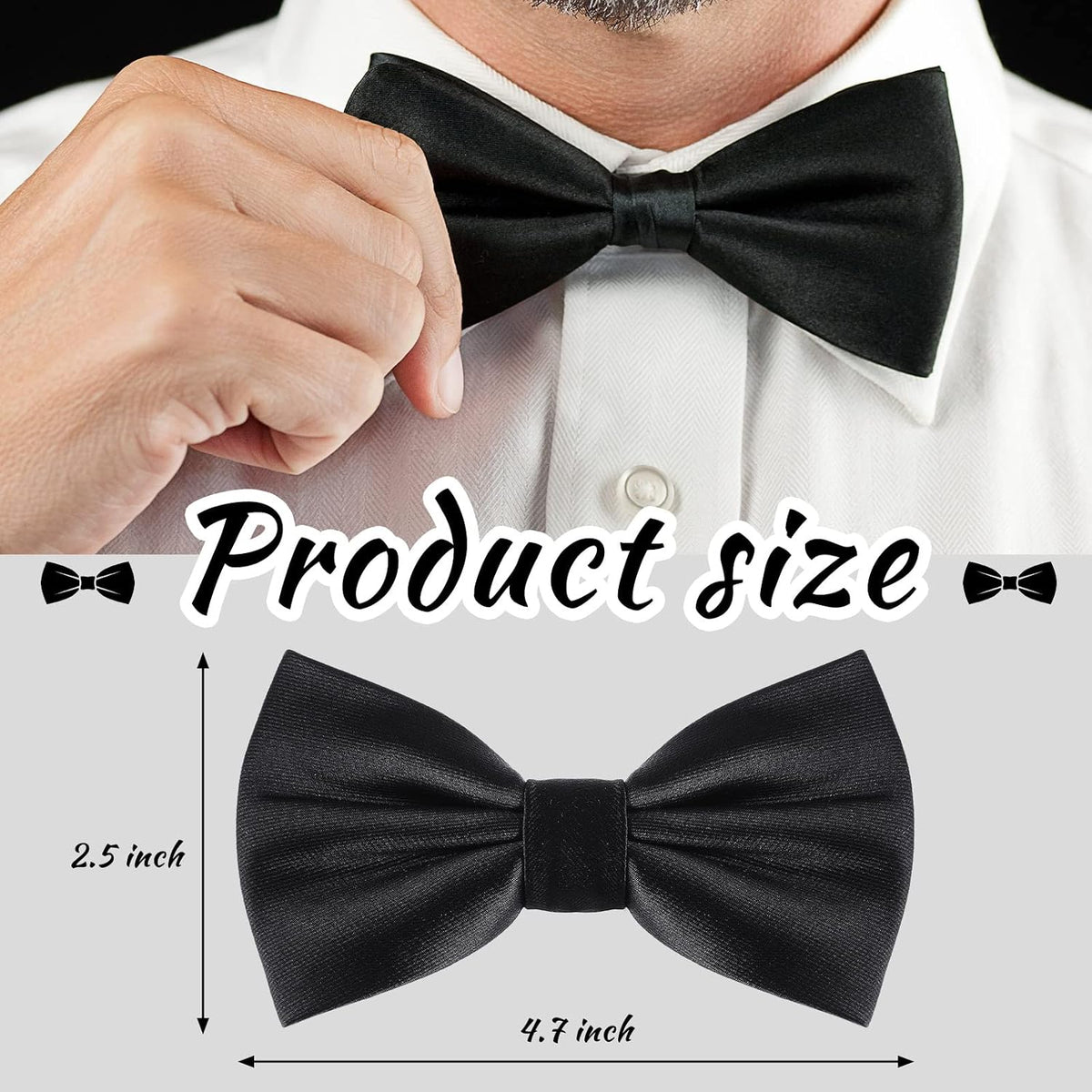 Geyoga 2 Packs Clip on Bow Ties for Men Solid Wedding