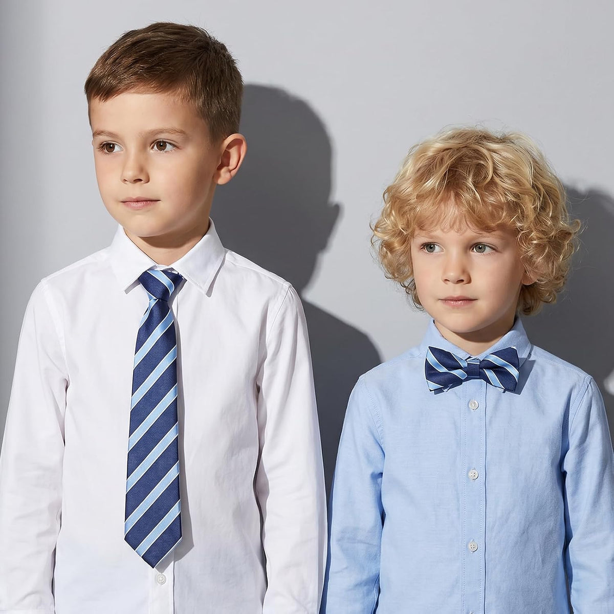 2PCS Necktie & Bow Tie for Boys, Pre-Tied Necktie & Bowtie