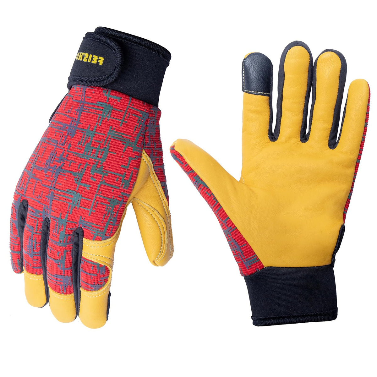 Kids Genuine Leather Work Gloves Age 2-12, Touchscreen, Reflective