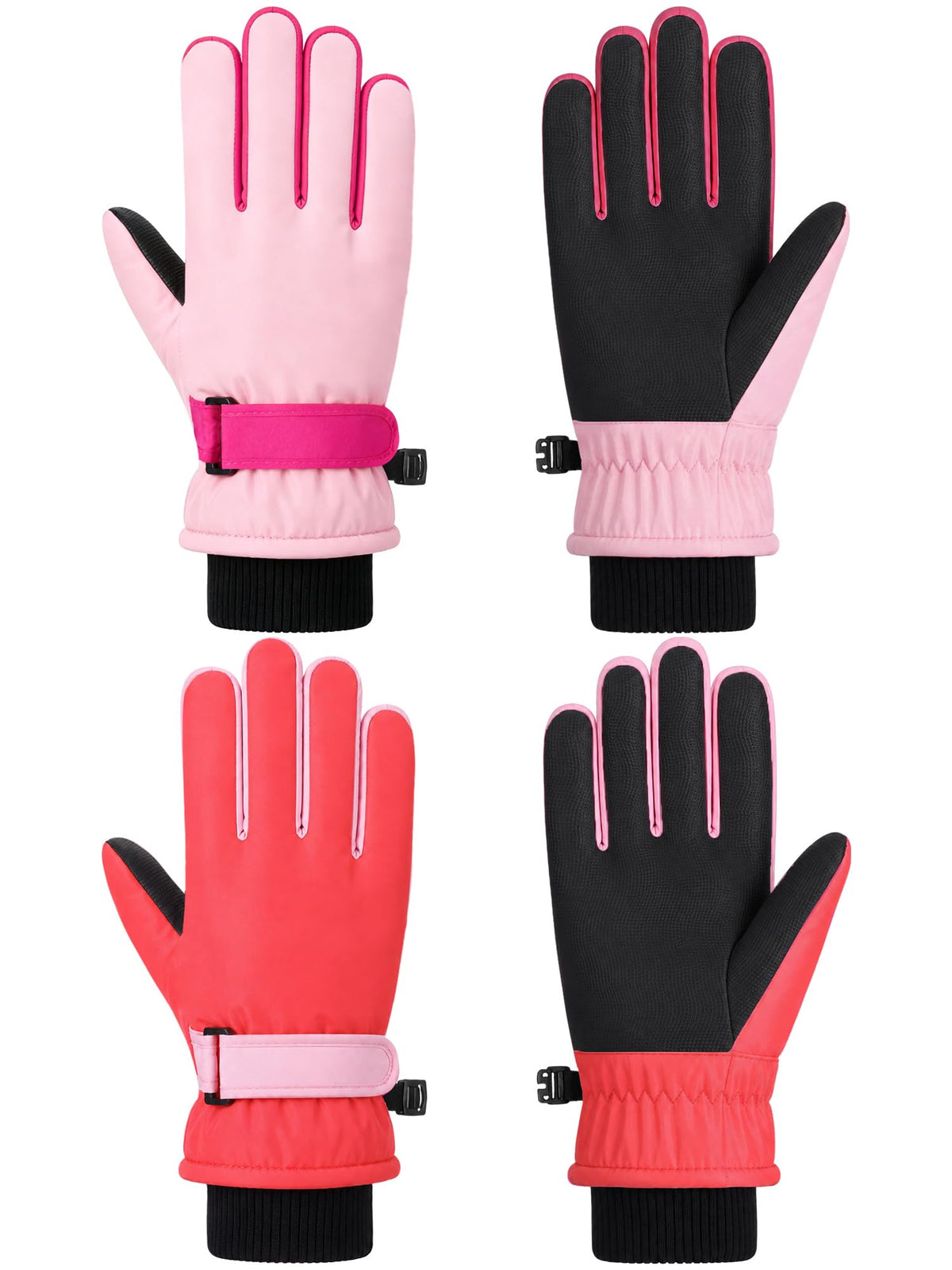 SATINIOR 2 Pair Kids Waterproof Winter Gloves