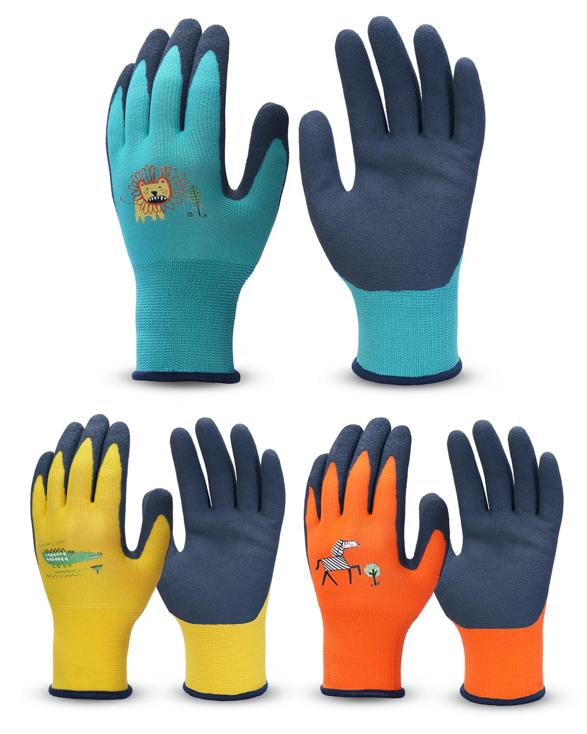 Kids Gardening Gloves, Skin-Friendly Rubber Coated Childrens Garden Gloves, Toddler Work Gloves Boys Girls