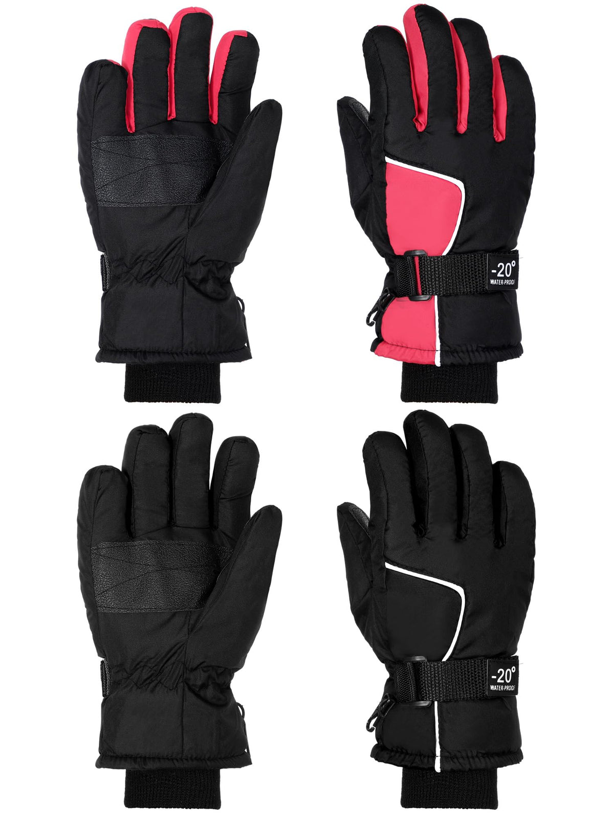 SATINIOR 2 Pair Kids Waterproof Winter Gloves