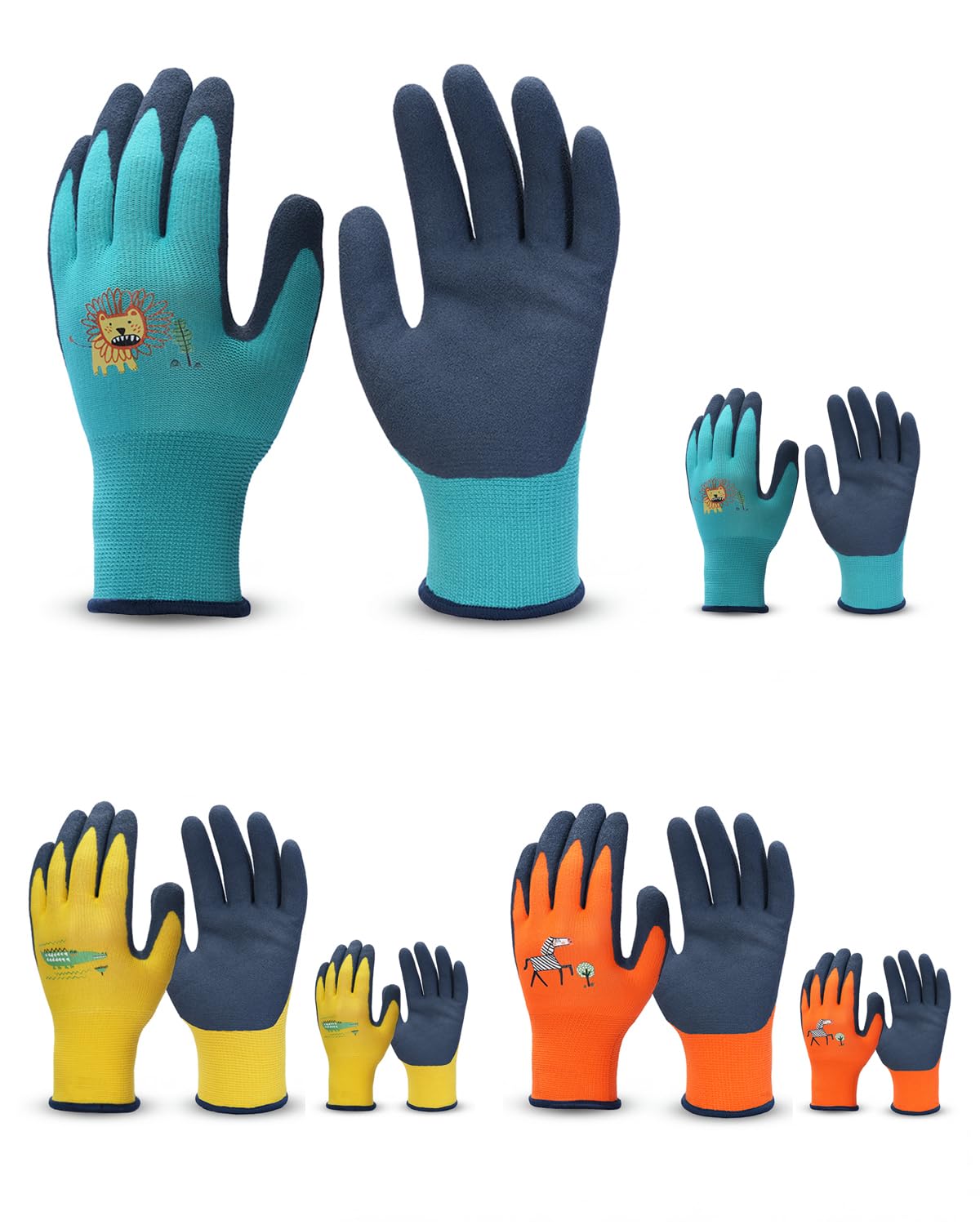Kids Gardening Gloves, Skin-Friendly Rubber Coated Childrens Garden Gloves, Toddler Work Gloves Boys Girls