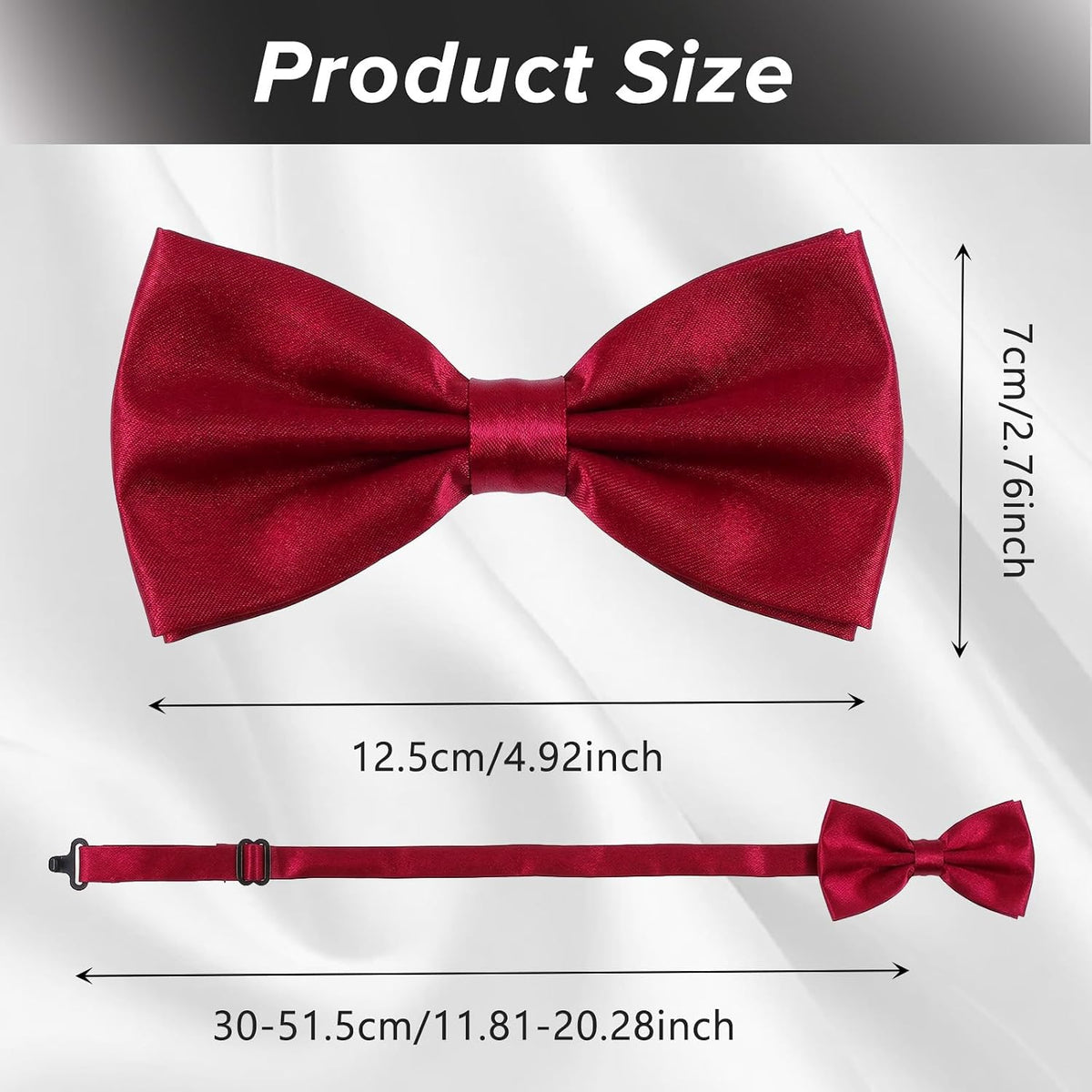 Mabor 2Pcs Bow Tie Adjustable Pre-tied Necktie for Men Boys Classic Pre Tied Neck Ties for Graduation Wedding Costume Party