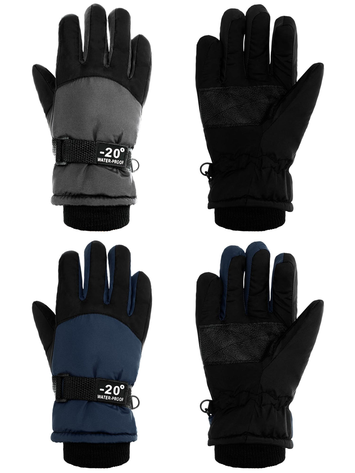 SATINIOR 2 Pair Kids Waterproof Winter Gloves