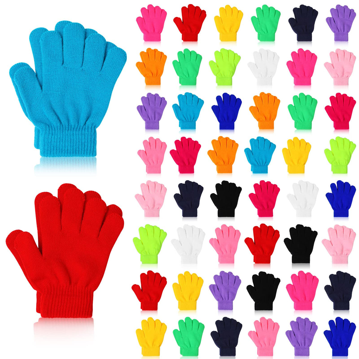 Handepo 50 Pairs Bulk Kids Gloves Winter