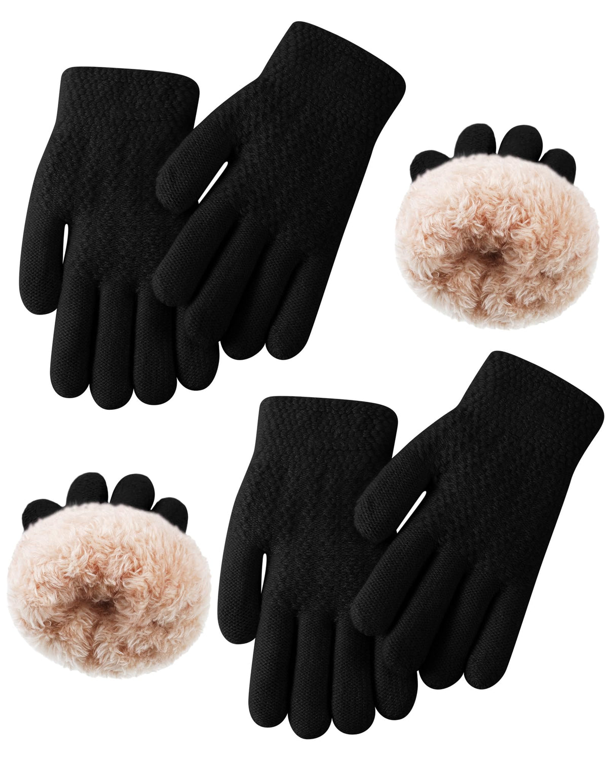 Chuarry 2 Pairs Kids Fleece Lined Gloves