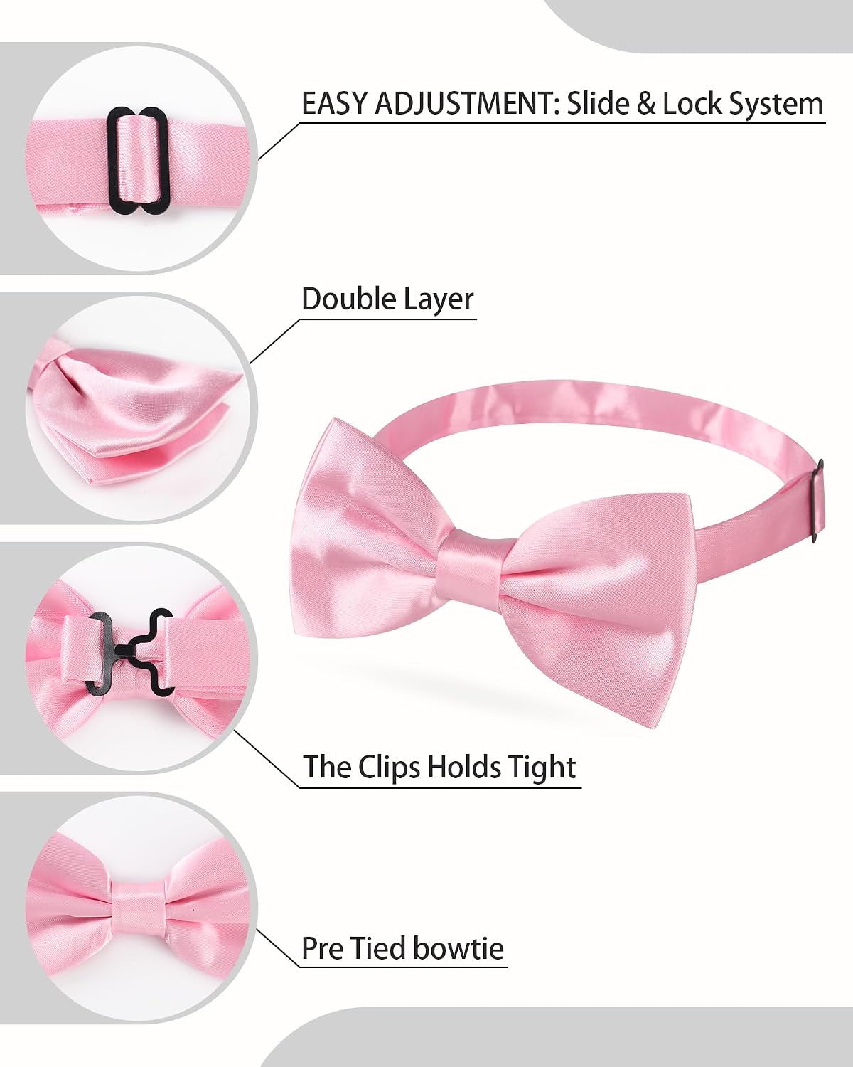 AWAYTR Bow Ties for Men - Pre-Tied Adjustable Tuxedo Style for Wedding