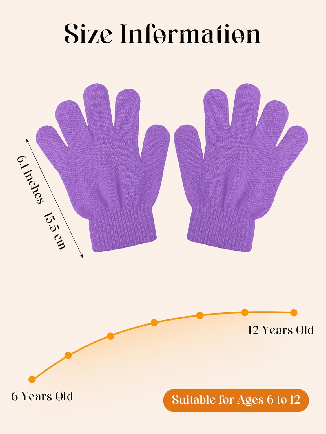 Cooraby 12 Pairs Kid's Winter Magic Gloves Children Stretchy Warm Magic Gloves Boys or Girls Knit Gloves for 6-12 Years