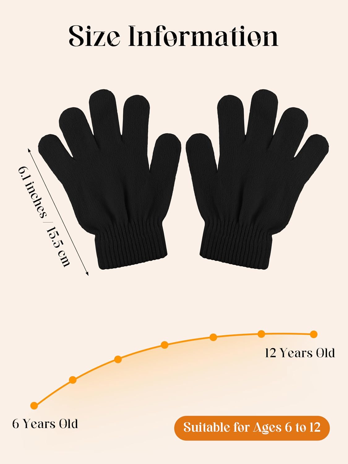 Cooraby 12 Pairs Kid's Winter Magic Gloves Children Stretchy Warm Magic Gloves Boys or Girls Knit Gloves for 6-12 Years
