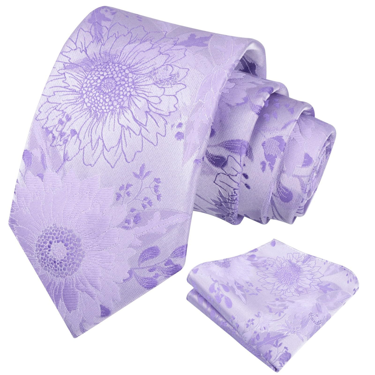 Alizeal Mens Large Chrysanthemum Bloom Floral Tie Set