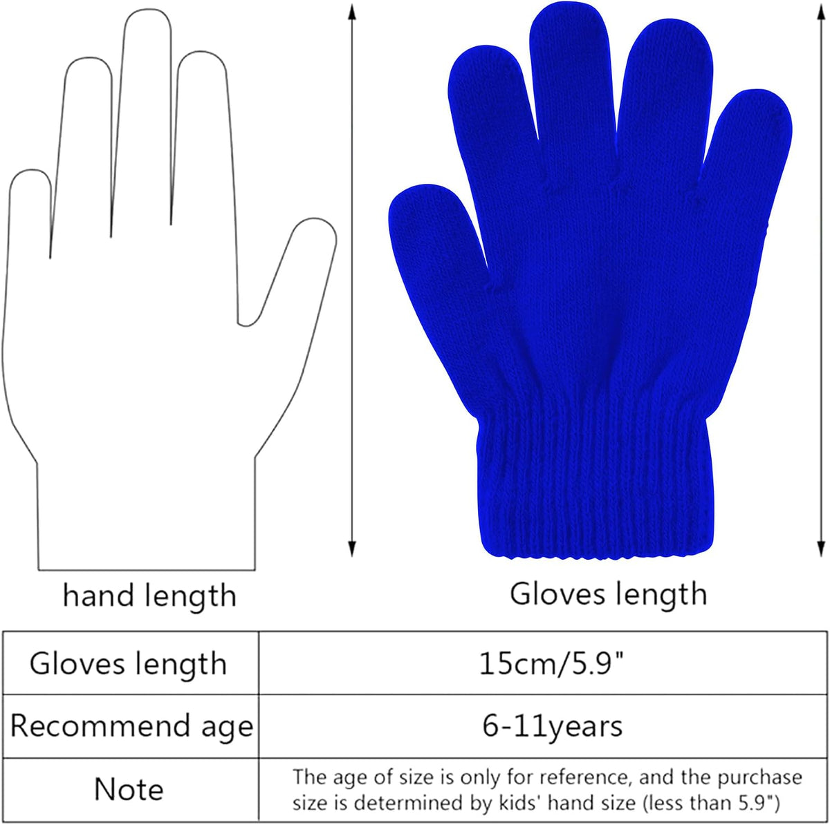 jiebor 24 Pairs Kids Warm Winter Knit Gloves for Boys Girls Children