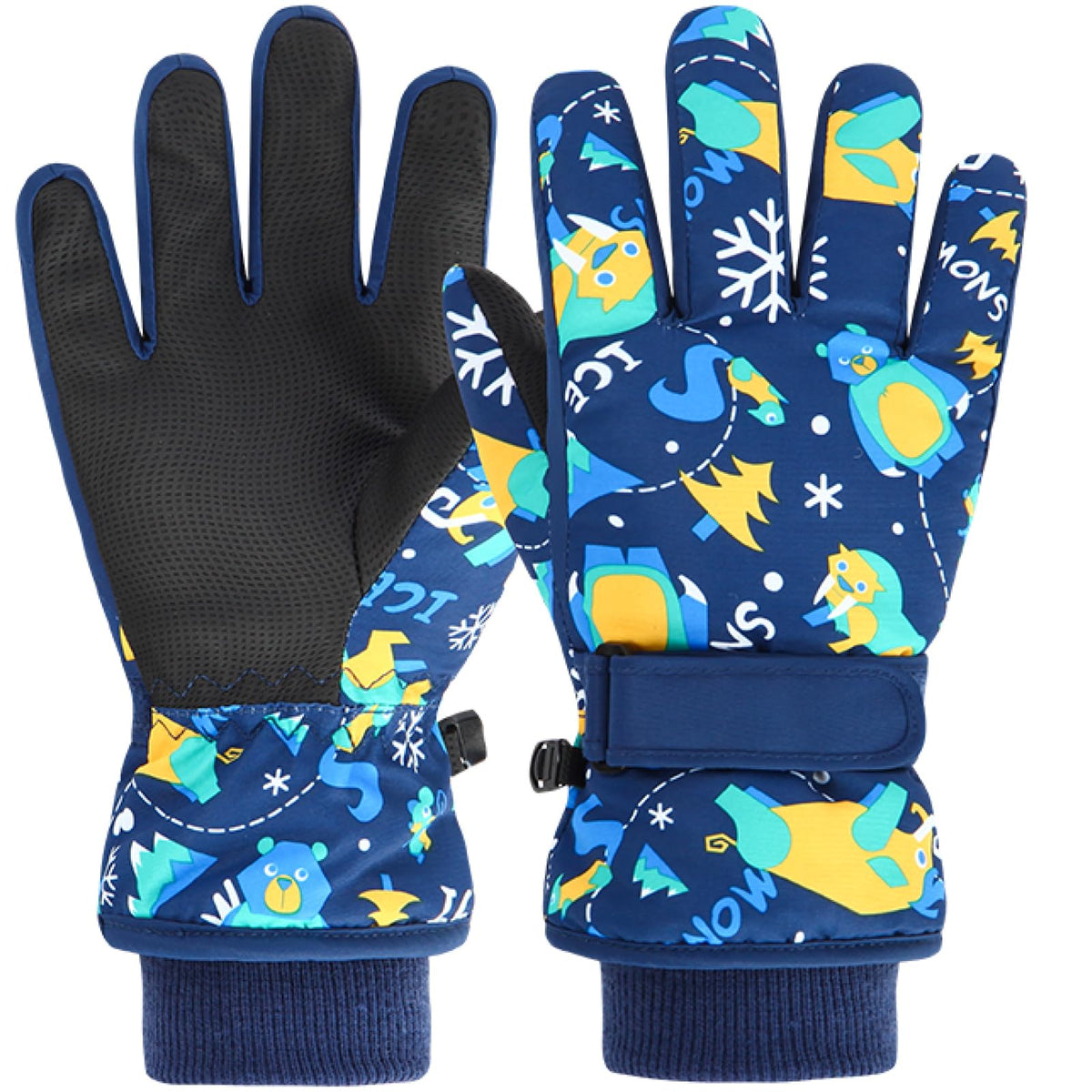 Azarxis Kids Ski Snow Gloves, Waterproof Winter Mittens for Boys Girls