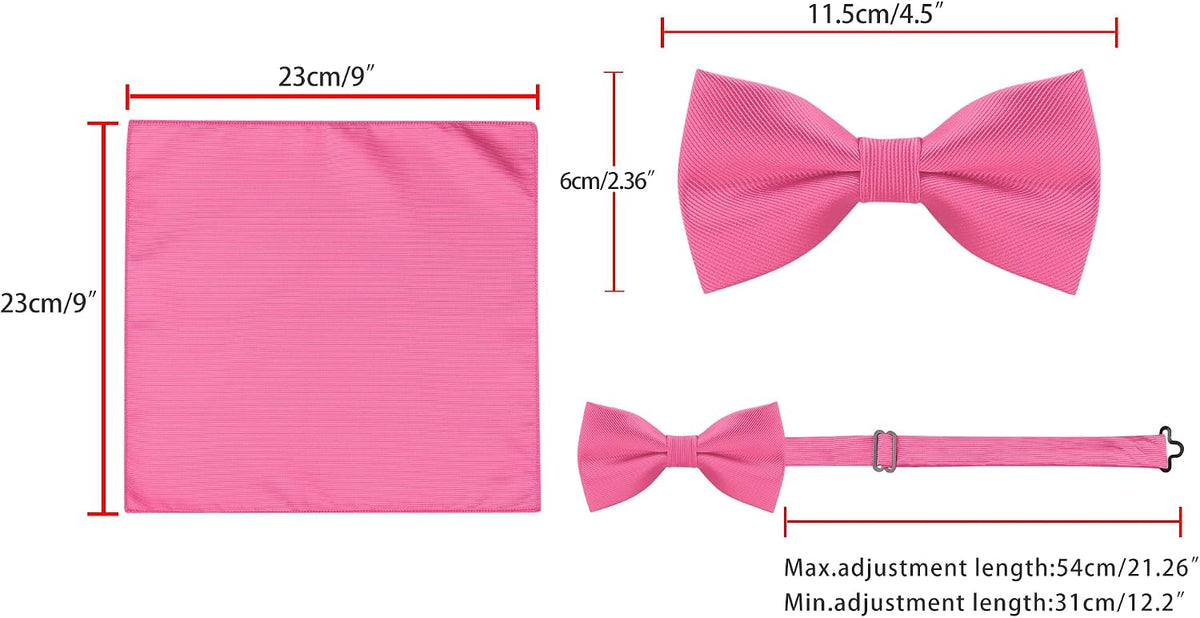 Allegra K Men Solid Color Satin Bowtie Necktie Set for Wedding Business
